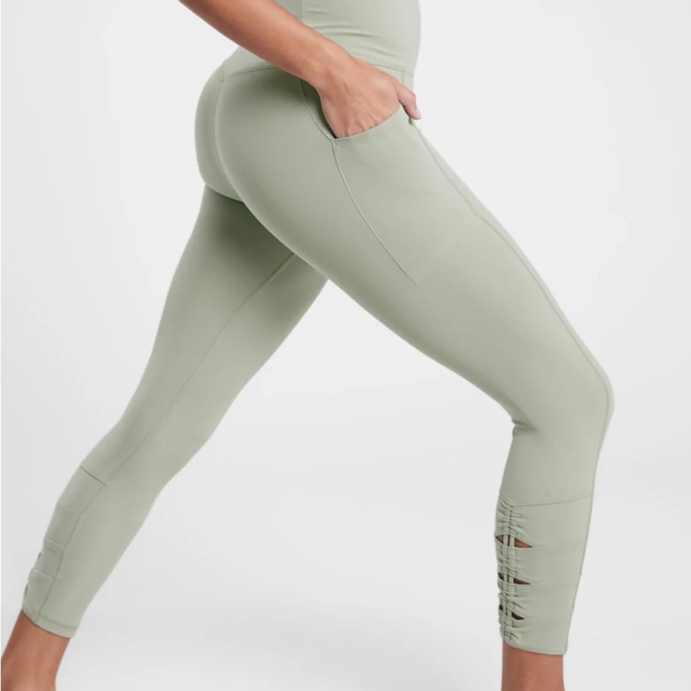 Women's Sage Green ATHLETA SALUTATION STASH High-Waisted Leggings